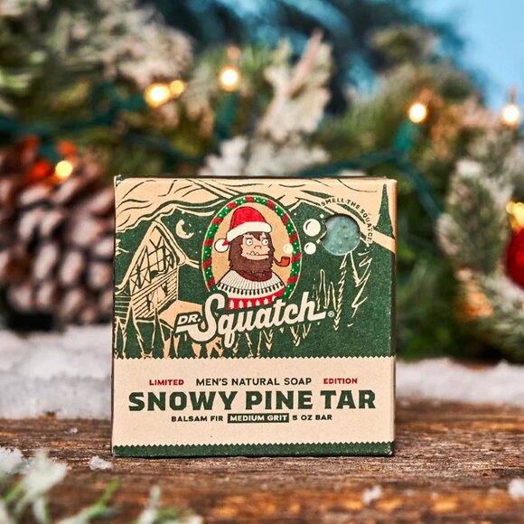 Dr. Squatch Snowy Pine Tar Limited Edition Soap Bar 5 oz – Medium Grit - Picture 2 of 6